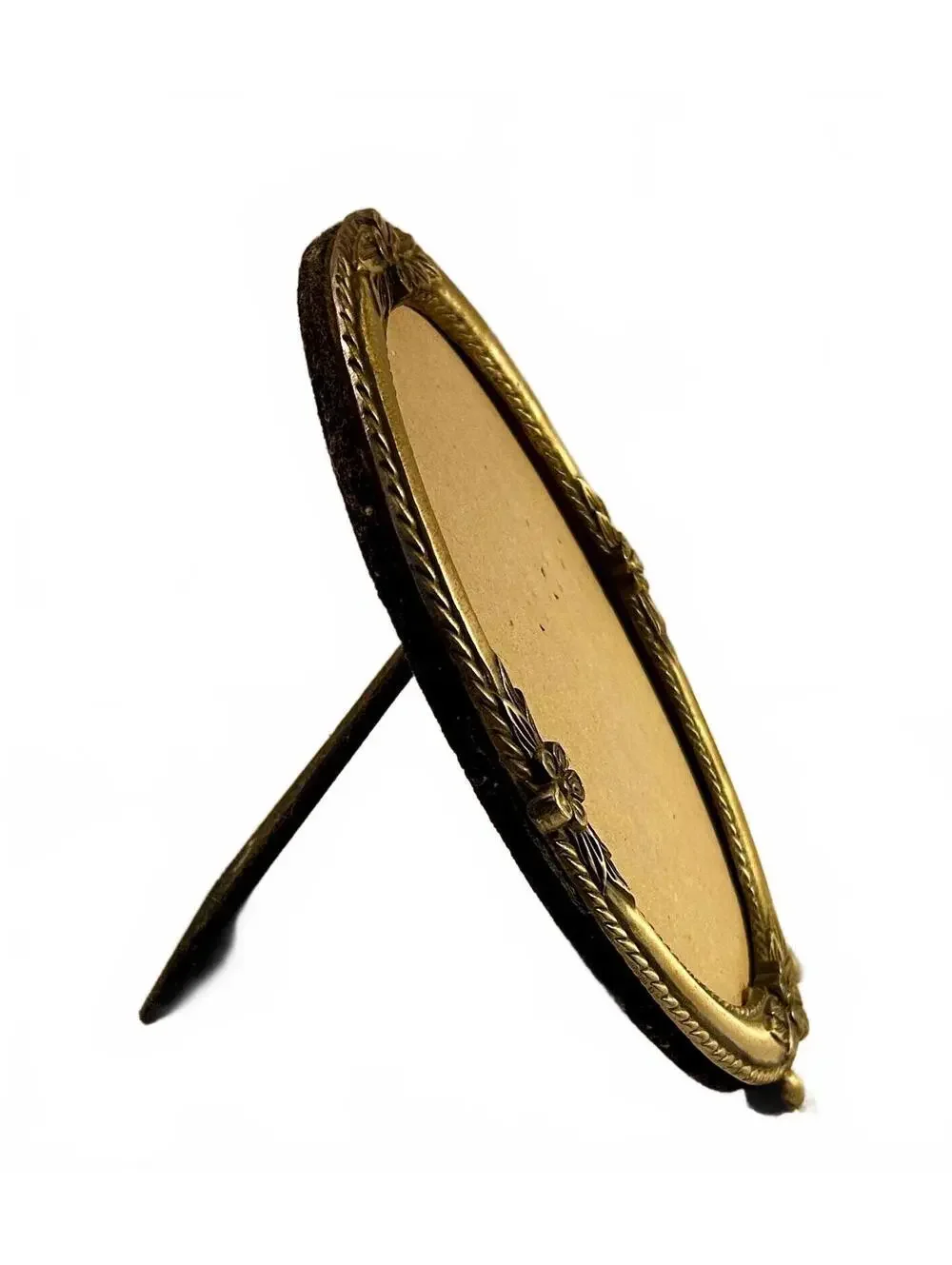 Vintage Pewter Silver Oval Portrait Picture Frame Floral Details